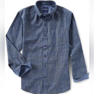 Tommy Bahama Almeria Plaid Chambray Blue Button Up Men's L/S Shirt XL